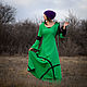 Long Green Linen Elven Dress «Absinthe». Dresses. mongolia. My Livemaster. Фото №6