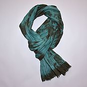 Аксессуары handmade. Livemaster - original item Linen Scarf for Women Men Turquoise Brown Demi-season boho. Handmade.