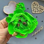 Ободок "Неон" с цветами ядрено-зеленого цвета