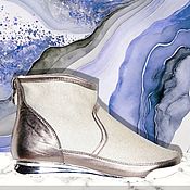 Винтаж handmade. Livemaster - original item Silver shoes genuine leather. Italy. Handmade.