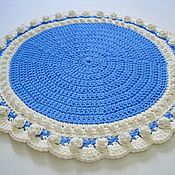 Для дома и интерьера handmade. Livemaster - original item New Year round blue rug knitted from a cord. Handmade.
