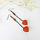 Physalis long earrings made of polymer clay on a copper chain, Earrings, Voronezh,  Фото №1