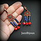 Серьги  с лазуритом и кораллом. Серьги классические. JazzBijoux ДжазБижу (Елена Сафронова). Ярмарка Мастеров.  Фото №6