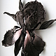 Брошь-ирис "Black&Rose". Цветы из шелка, броши из шелка, ирис из шелка. Брошь-булавка. IRINA SHASHKINA. Интернет-магазин Ярмарка Мастеров.  Фото №2