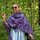 Stole felted Purple polka dots, silk large scarf 56 x 173 cm. Wraps. AloraFelt. My Livemaster. Фото №6