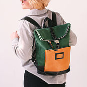 Сумки и аксессуары handmade. Livemaster - original item Urban backpack made of Green leather. Handmade.