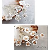 Свадебный салон handmade. Livemaster - original item A set of flower hairpins for the bride`s hairstyle (2 colors). Handmade.