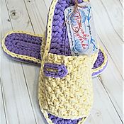 Обувь ручной работы handmade. Livemaster - original item Slippers knitted on a rubber sole 37-38p. Handmade.