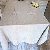 Для дома и интерьера handmade. Livemaster - original item Large tablecloth 350/140 linen 8 cubants ( salf.optional) ser. Handmade.
