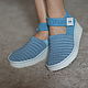 Comfort knitted sandals, blue cotton. Sandals. florina34. Online shopping on My Livemaster.  Фото №2