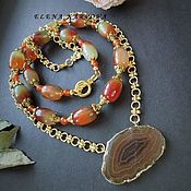 Украшения handmade. Livemaster - original item Set Symbolism. carnelian cut agate necklace earrings. Handmade.