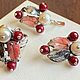 Clemence.  Earrings and Ring with pearls and corals in silver, Jewelry Sets, Moscow,  Фото №1