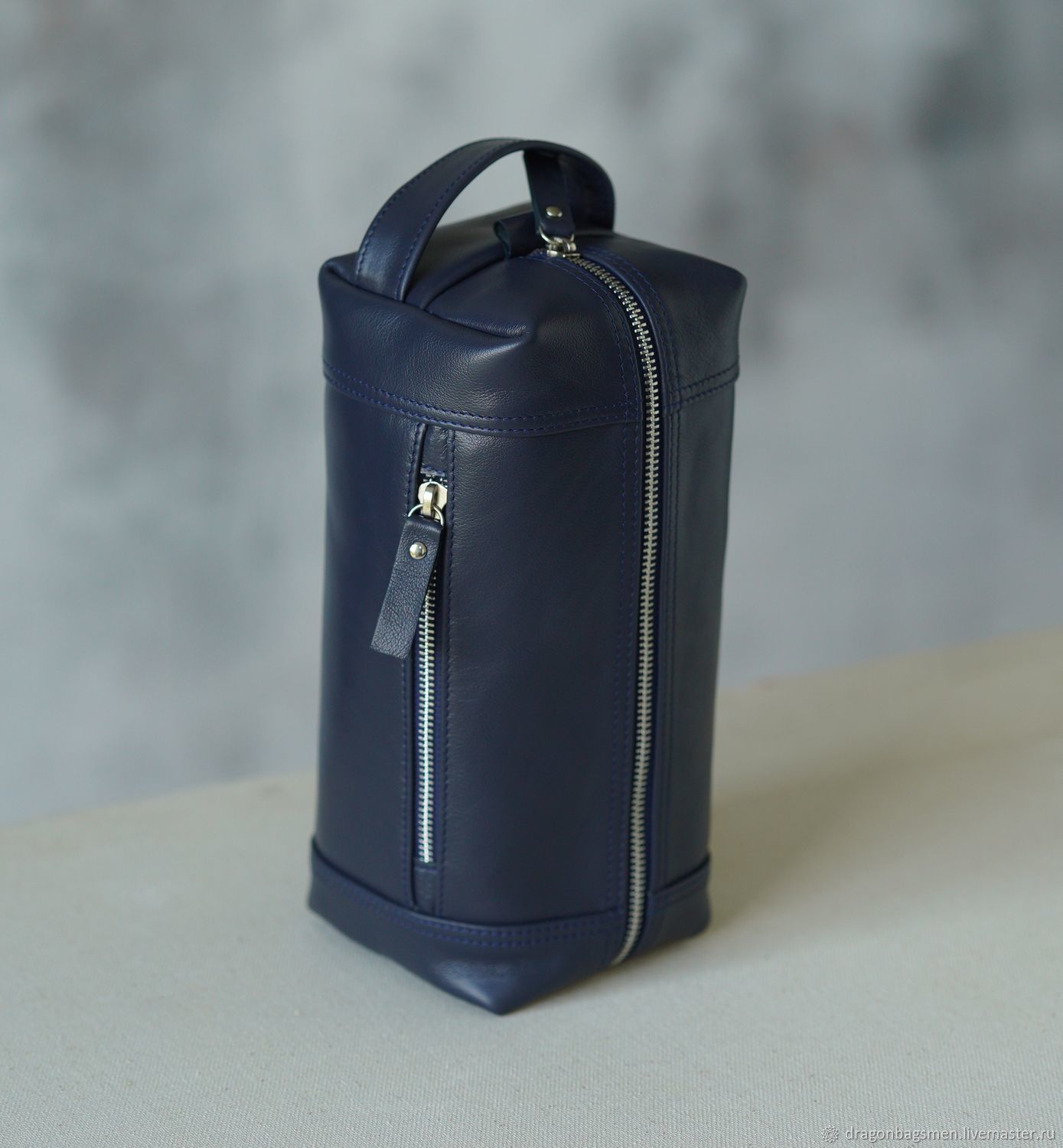 Men's dressing case made of genuine leather (Dark blue), Travel bags, Yaroslavl,  Фото №1