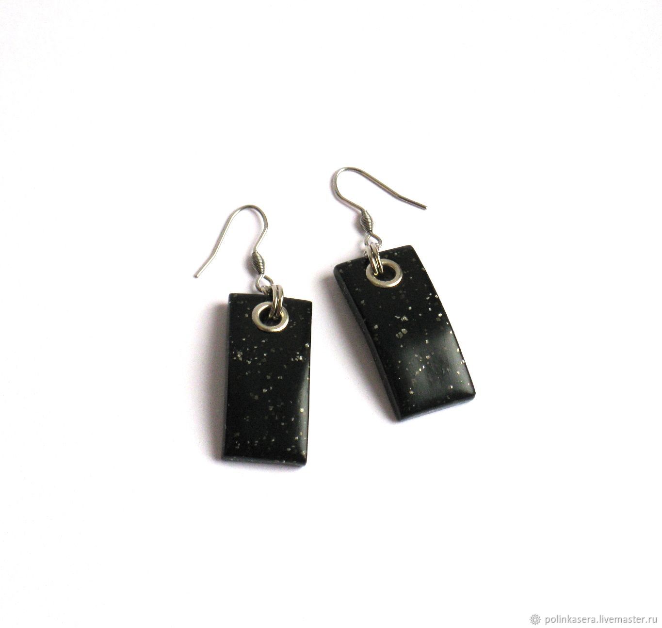 Earrings Night Polymer Clay Black Hypoallergenic Online On Ocresolate From Natalochka Earrings With Grommets Black