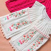 Работы для детей, handmade. Livemaster - original item Sleeveless jacket for girls 86-104 hand-knitted with embroidery. Handmade.