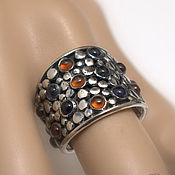 Украшения handmade. Livemaster - original item Silver 925 ring with garnet and Iolite Stained glass. Handmade.