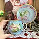 Чашка с блюдцем, фарфор, роспись, позолота Пасхальные традиции. Пасхальные сувениры. Анна Орлова. Дом с историей.. Ярмарка Мастеров.  Фото №4