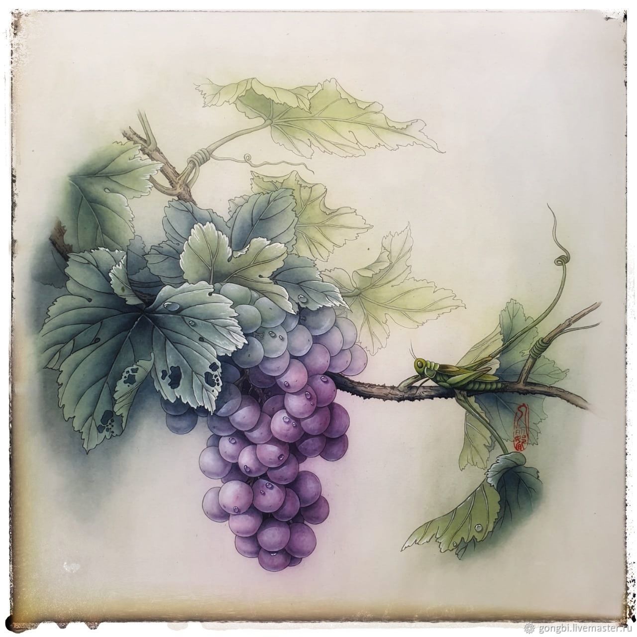 Китайская живопись гунби виноград