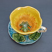 Посуда handmade. Livemaster - original item Tea pairs:Frog in a water lily. Handmade.