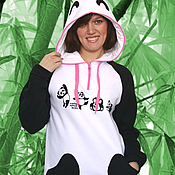 Одежда handmade. Livemaster - original item Black and white hoodie-Panda, original hoodie with ears. Handmade.