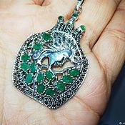 Украшения handmade. Livemaster - original item Medallion with emeralds 