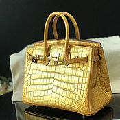 Сумки и аксессуары handmade. Livemaster - original item Classic crocodile leather bag, in gold color.. Handmade.