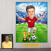 Сувениры и подарки handmade. Livemaster - original item A gift for a football fan on his birthday. Caricature by photo, Spartak. Handmade.