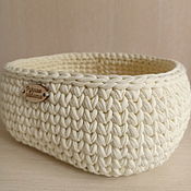Для дома и интерьера handmade. Livemaster - original item Knitted basket interior, storage basket made of knitted yarn. Handmade.