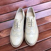 Обувь ручной работы handmade. Livemaster - original item Oxford shoes ivory beige sole. Handmade.