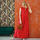 Платье летнее красное в горошек макси, платье струящееся из вискозы, Платья, Новосибирск,  Фото №1