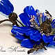 Brooch made of leather poppy blue evening Flower ultramarine. Brooches. flowersstyle (flowersstyle). My Livemaster. Фото №5