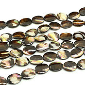 Материалы для творчества handmade. Livemaster - original item Mother of pearl brown flat oval beads. Handmade.