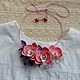 Заказать  В розовых орхидеях. Knitted flowers. Ярмарка Мастеров. . Колье Фото №3