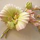 Silk flowers. Decoration brooch pin WHITE ORCHID. Brooches. Irina Vladi. My Livemaster. Фото №4