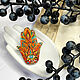 Brooch 'Hamsa amulet, talisman, orange, palm with patterns', Brooches, Bryukhovetskaya,  Фото №1