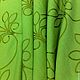Зелёный Лён с вискозой с вышивкой. Ткани. FABRICDECOR магазин отрезов тканей для интерьера. Интернет-магазин Ярмарка Мастеров.  Фото №2