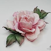 Брошь-булавка: Роза из шелка "Элеонора"