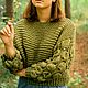 Order Women's olive sweater voluminous sleeves. imknitwear. Livemaster. . Sweaters Фото №3