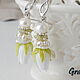 Earrings pearls and white flowers, Earrings, Moscow,  Фото №1