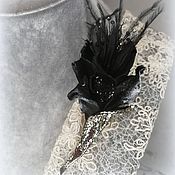 Black church hat with flowers Cocktail party Fascinator women