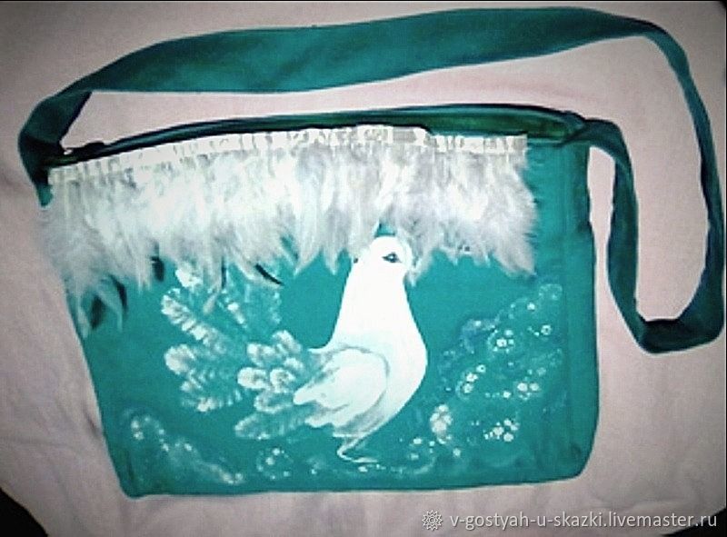 Женская льняная сумка с росписью