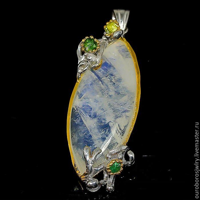 Silver pendant with moonstone, Pendants, Novosibirsk,  Фото №1