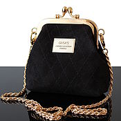 Сумки и аксессуары handmade. Livemaster - original item Bag with clasp: Small black suede handbag. Handmade.