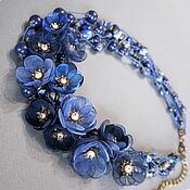 Украшения handmade. Livemaster - original item Valley of Sleepy Flowers Blue Necklace Handmade Flowers Lapis Lazuli Pearls. Handmade.