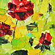 Картина маслом Розы в саду живопись цветы  ярко зелёный красный. Картины. Картины маслом на холсте. Ursula-f. Ярмарка Мастеров.  Фото №5