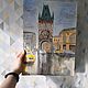 Order Painting city of Prague, watercolor, winter, first snow, autumn. marselart. Livemaster. . Pictures Фото №3