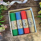Сувениры и подарки handmade. Livemaster - original item Set of natural candles made of colored wax, 4 pcs.. Handmade.