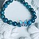 Blue butterfly bracelet, apatite, silver, Bead bracelet, Moscow,  Фото №1