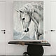 Большая белая картина с лошадью на холсте. Картины. Студия интерьерных картин MBArt. Ярмарка Мастеров.  Фото №6