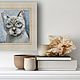 Заказать Картина с котиком портрет сиамского кота 20 на 20 см. Картины от Альбины. Ярмарка Мастеров. . Картины Фото №3